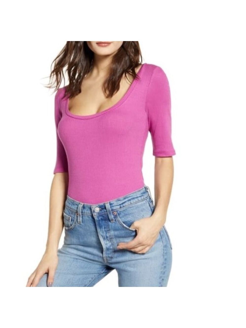 Leith Scooped Neck Ribbed Tee